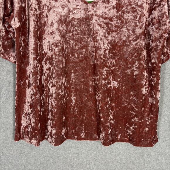 Bobeau Top Large Pink Crushed Velvet Flowy Flutter Romantic Coquette Boho Velour - Picture 3 of 12